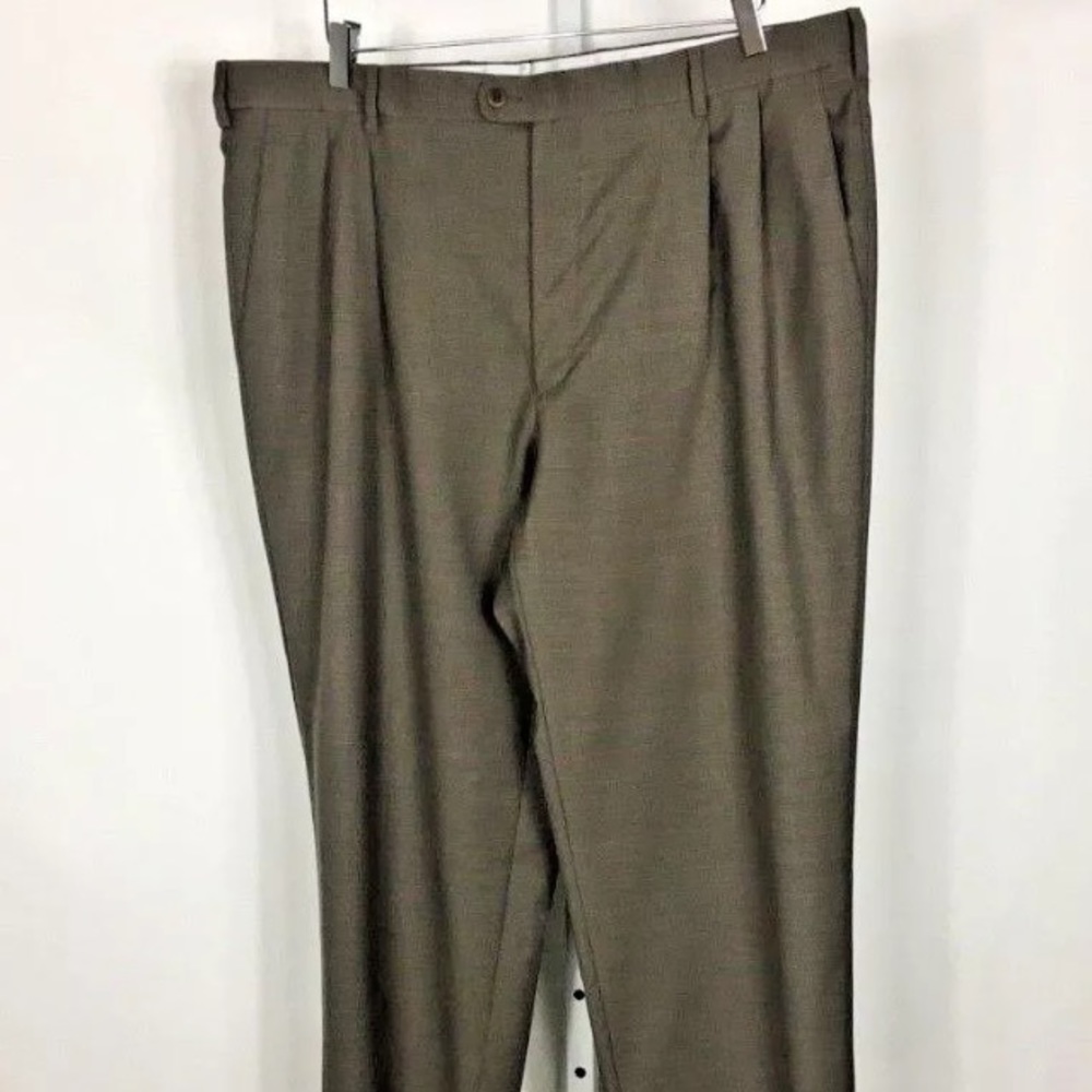 Zanella Men’s Brown Pleated Pants Made in Italy